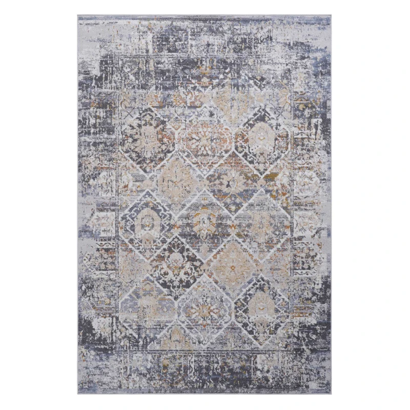 Naar 5x7 Stain-Resistant Area Rug with Non-Shedding Design and Cotton Backing, Kid and Pet-Friendly Carpet, 90" L x 63" W x 0.3" H, Multicolor