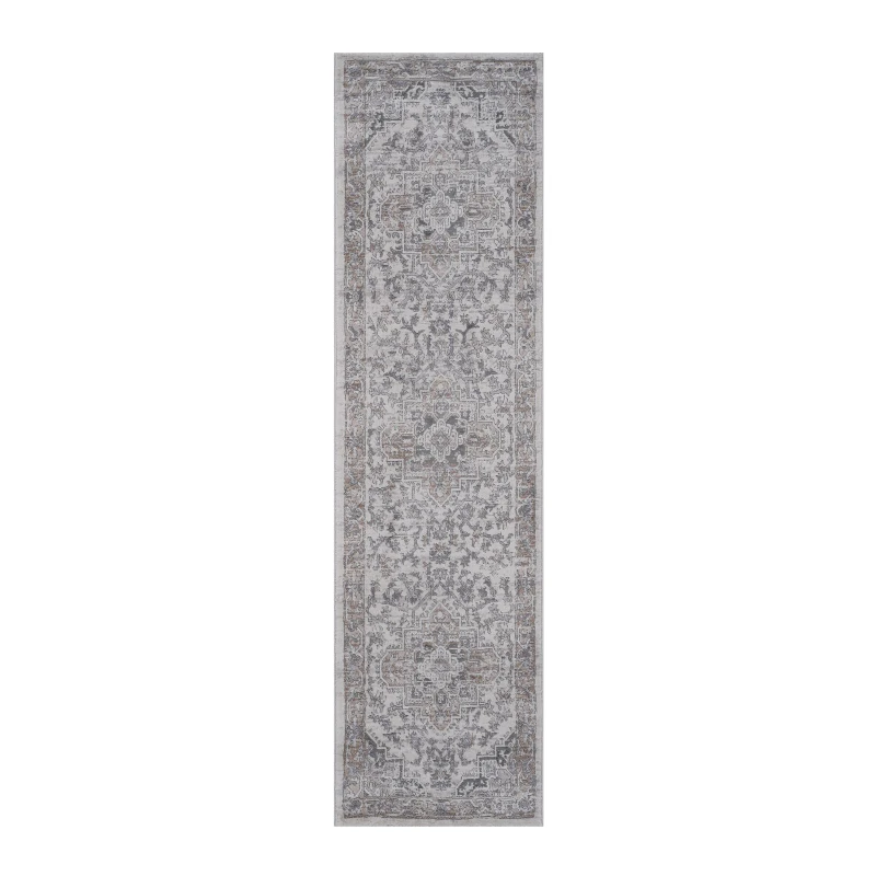 Naar 2x8 Stain-Resistant Area Rug with Cotton Backing, Medium Pile Height, Kid and Pet-Friendly Carpet, 96" L x 26" W x 0.35" H, Ivory