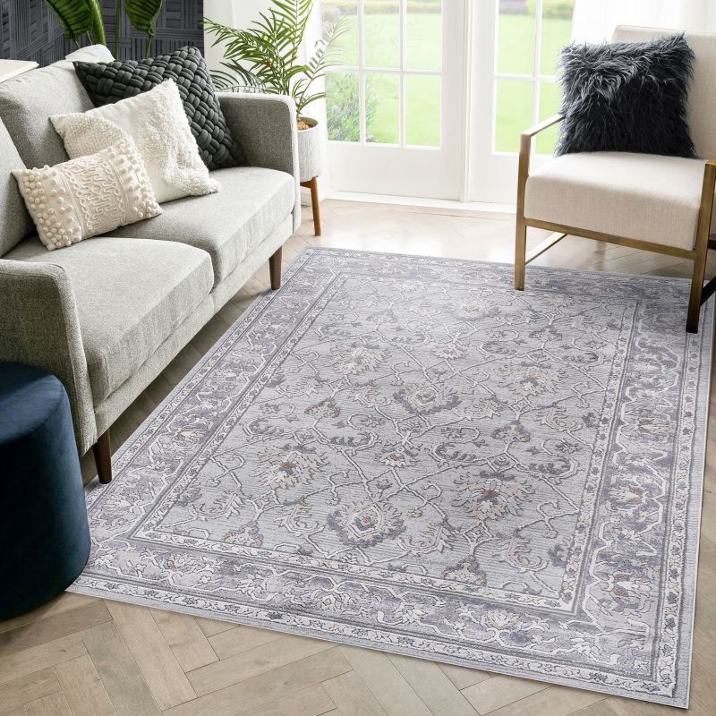 Naar 5x7 Oriental Stain-Resistant Area Rug with Cotton Backing 