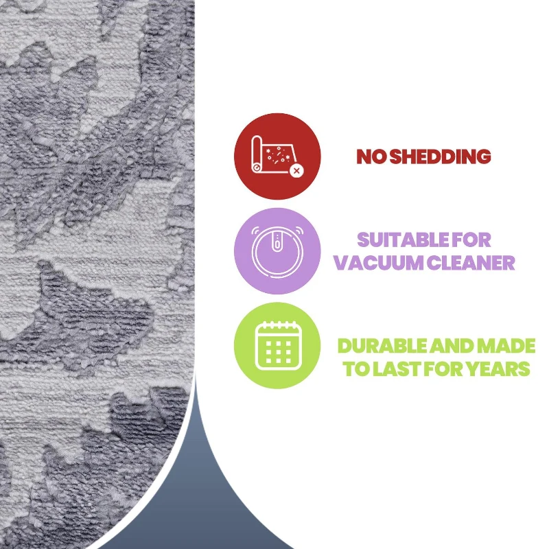 Naar 5x7 Stain-Resistant Area Rug with Cotton Backing, Non-Shedding Design, Kid and Pet-Friendly Carpet, 90" L x 63" W x 0.35" H, Gray