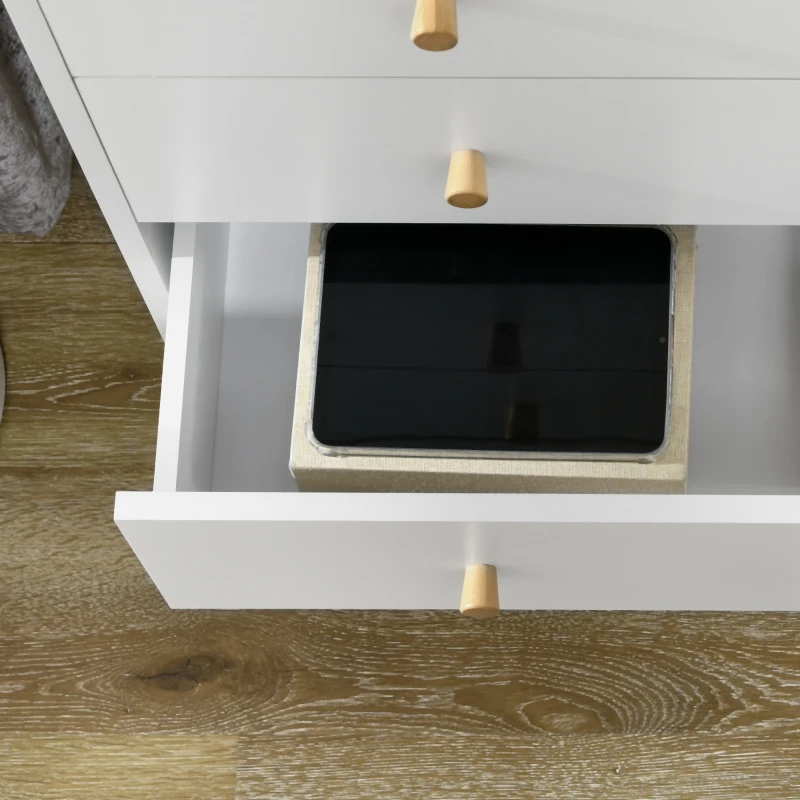 HOMCOM White Dresser for Bedroom with 3 Drawers, Morden Chest of Drawers with Solid Wood Legs and Handles, Storage Organizer for Living Room, White