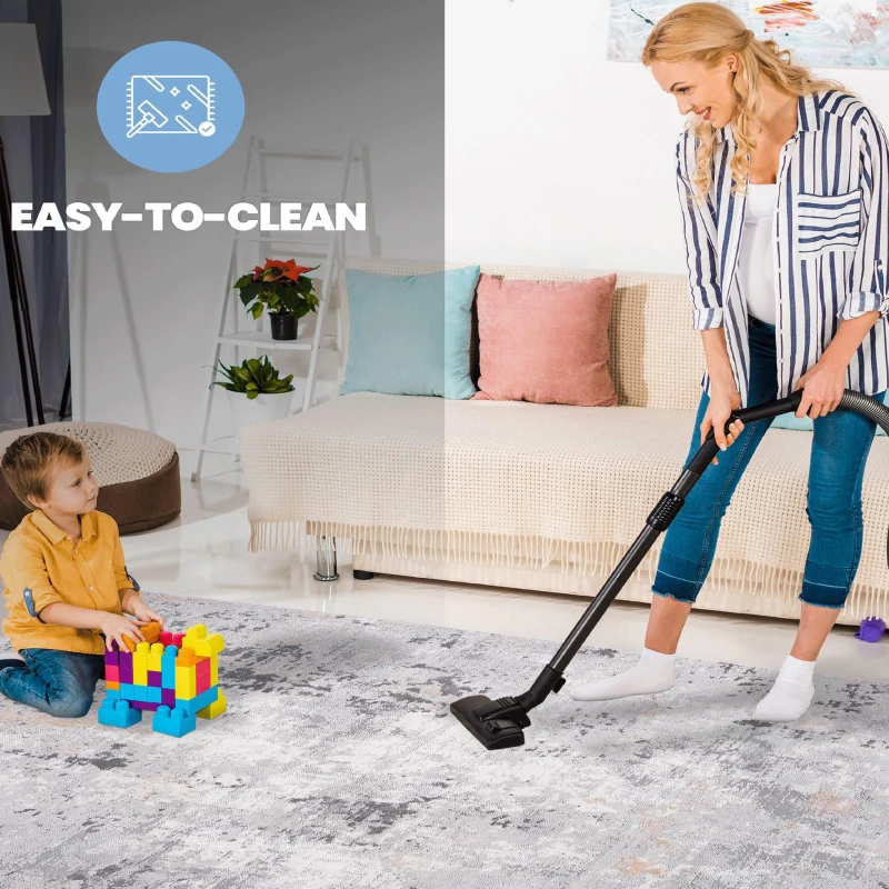 Naar 8x10 Abstract Stain-Resistant Area Rug with Cotton Backing, Medium Pile Height, Kid and Pet-Friendly Carpet, 120" L x 93" W x 0.35" H, Gray