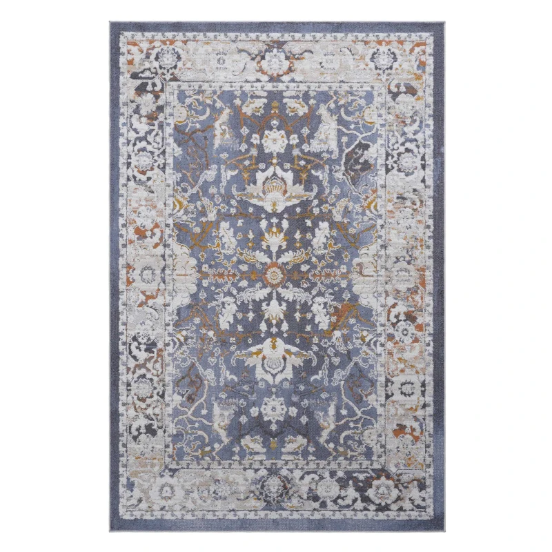 Naar 2x3 Stain-Resistant Area Rug with Non-Shedding Design and Cotton Backing, Kid and Pet-Friendly Carpet, 36" L x 24" W x 0.3" H, Blue