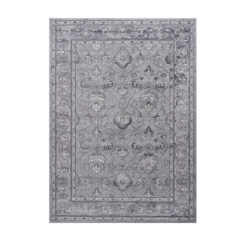 Naar 6x9 Stain-Resistant Area Rug with Non-Shedding Design and Cotton Backing, Carpet with Medium Pile Height, 93" L x 79" W x 0.35" H, Gray