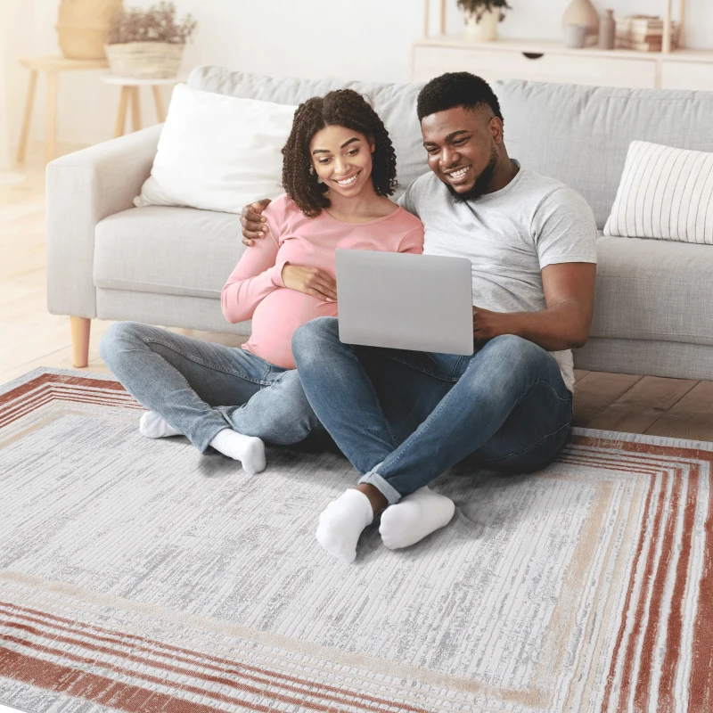 Naar 2x3 Stain-Resistant Area Rug with Cotton Backing, Medium Pile Height, Stylish Kid and Pet-Friendly Carpet, 36" L x 24" W x 0.35" H, Brown