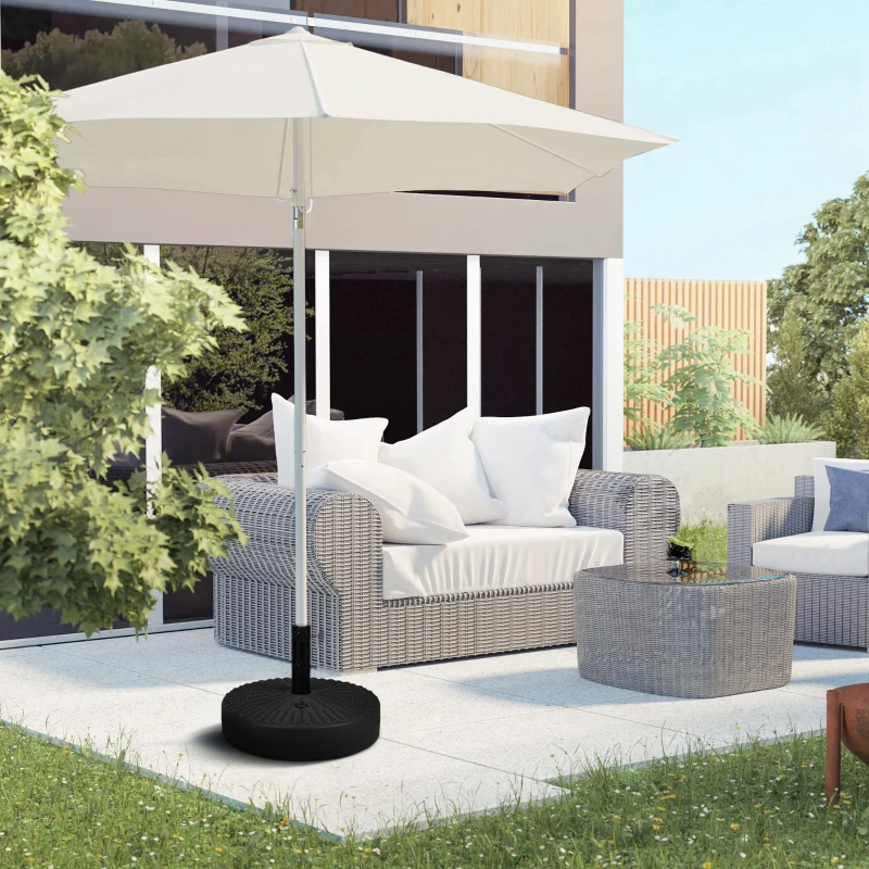 Outsunny Umbrella Base, Heavy Duty Fillable Base Holder with Steel Pole, Round Parasol Stand for Patio, Outdoor, Backyard, Black