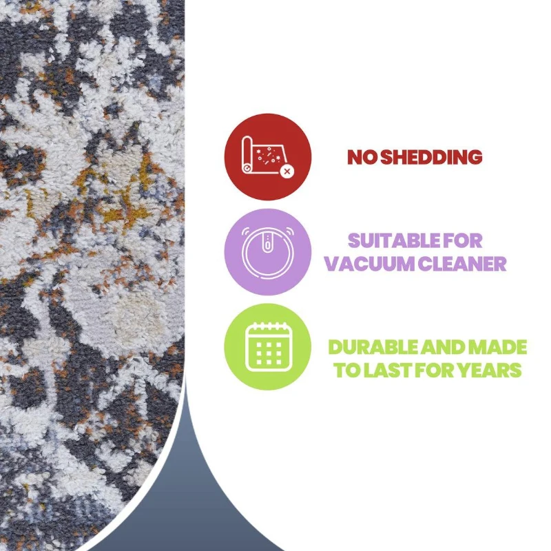 Naar 5x7 Stain-Resistant Area Rug with Non-Shedding Design and Cotton Backing, Kid and Pet-Friendly Carpet, 90" L x 63" W x 0.3" H, Multicolor