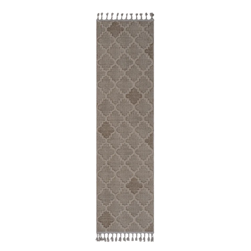 Naar 2x8 Indoor Outdoor Stain-Resistant Area Rug with Medium Pile Height, Kid and Pet-Friendly Carpet, 96" L x 26" W x 0.3" H, Cream
