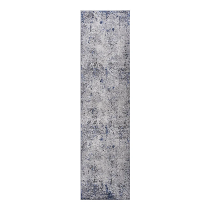 Naar 2x8 Abstract Stain-Resistant Area Rug with Non-Shedding Design, Carpet for Living Room, Bedroom, Home Office, 96" L x 26" W x 0.35" H, Silver