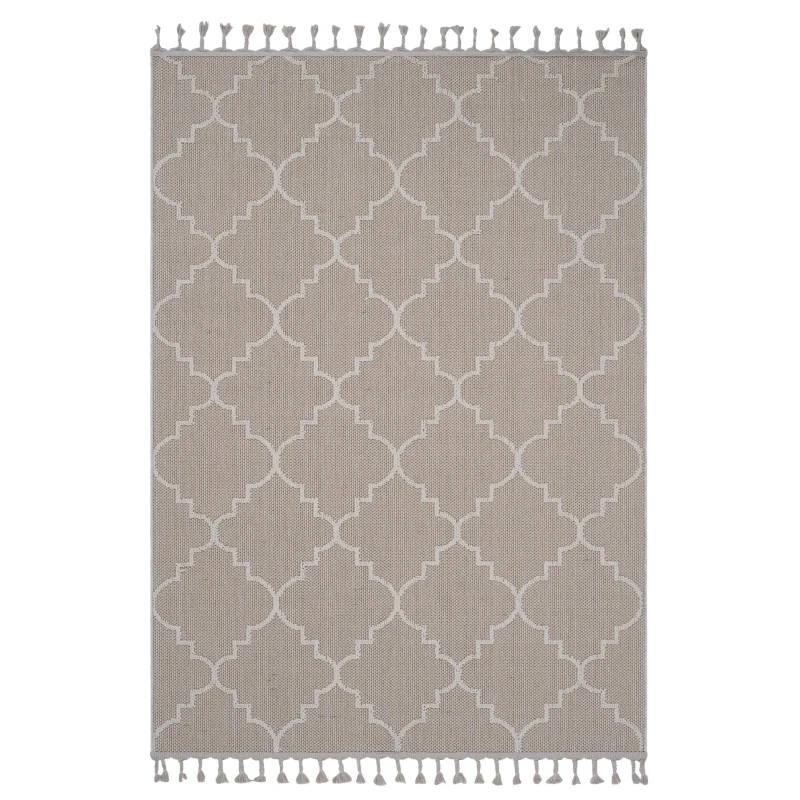 Naar 6x9 Indoor Outdoor Stain-Resistant Area Rug with Medium Pile Height, Kid and Pet-Friendly Carpet, 93" L x 79" W x 0.3" H, Ivory