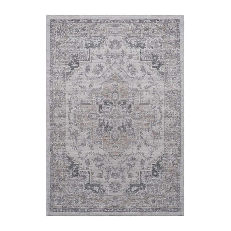Naar 5x7 Stain-Resistant Area Rug with Cotton Backing, Medium Pile Height, Kid and Pet-Friendly Carpet, 90" L x 63" W x 0.35" H, Ivory