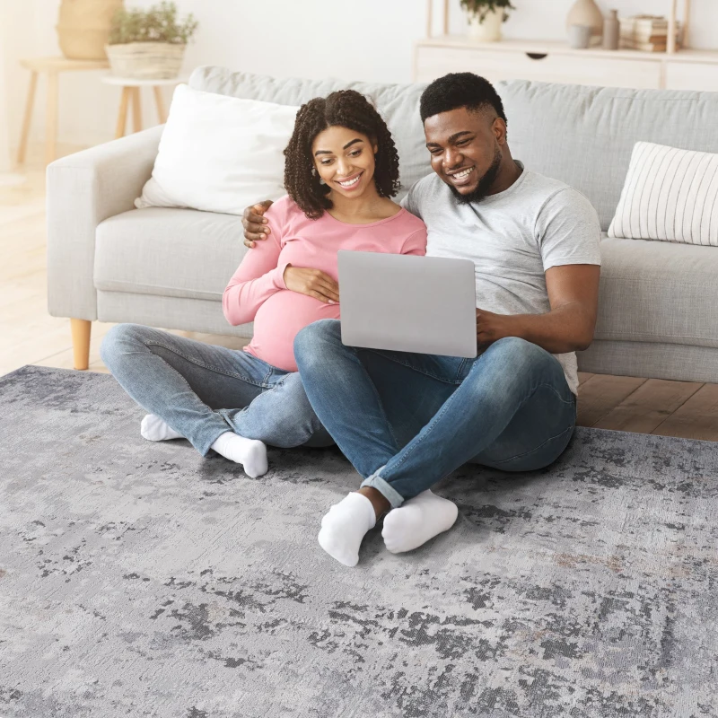 Naar 2x3 Stain-Resistant Area Rug with Cotton Backing, Medium Pile Height, Kid and Pet-Friendly Carpet, 36" L x 24" W x 0.35" H, Ivory+Taupe