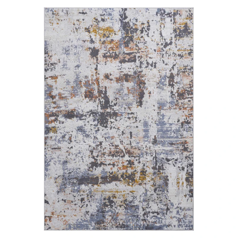 Naar 5x7 Abstract Stain-Resistant Area Rug with Cotton Backing, Medium Pile Height, Kid and Pet-Friendly Carpet, 90" L x 63" W x 0.3" H, Ivory+Navy
