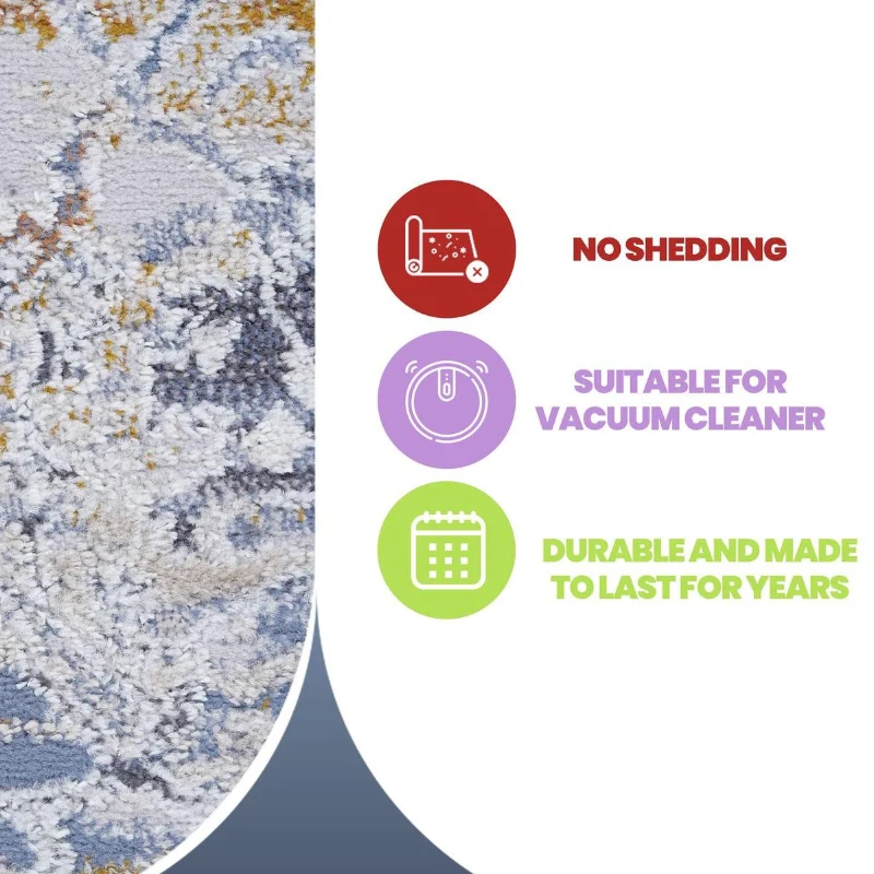 Naar 6x9 Stain-Resistant Area Rug with Cotton Backing, Medium Pile Height, Kid and Pet-Friendly Carpet, 93" L x 79" W x 0.3" H, Ivory+Gray