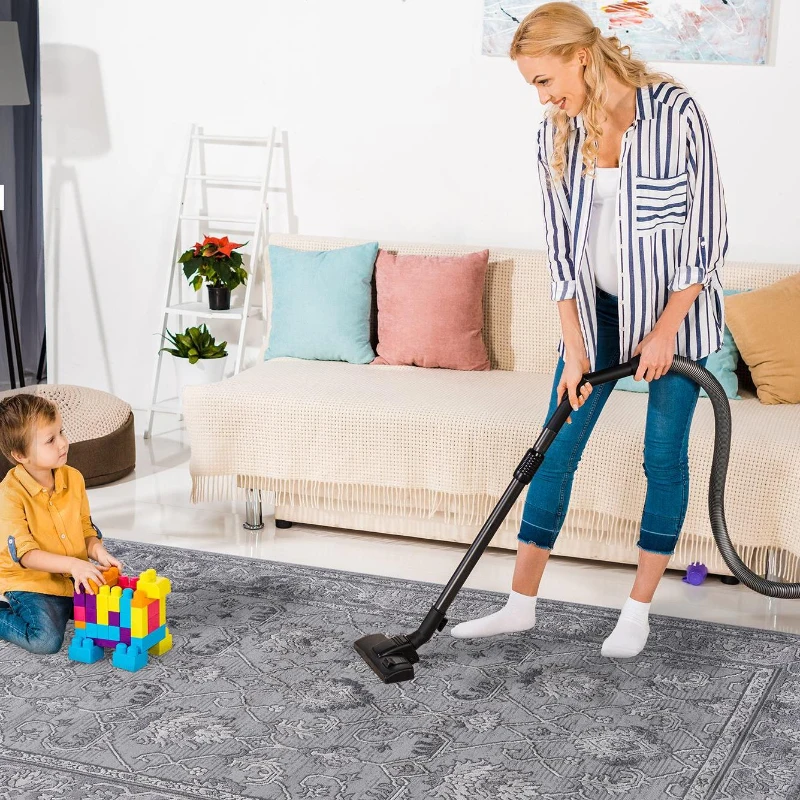 Naar 5x7 Stain-Resistant Area Rug with Non-Shedding Design and Cotton Backing, Kid and Pet-Friendly Carpet, 90" L x 63" W x 0.35" H, Gray