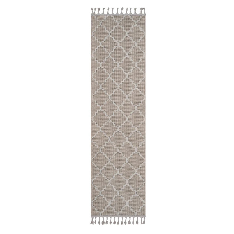 Naar 2x8 Indoor Outdoor Stain-Resistant Area Rug with Medium Pile Height, Kid and Pet-Friendly Carpet, 96" L x 26" W x 0.3" H, Ivory
