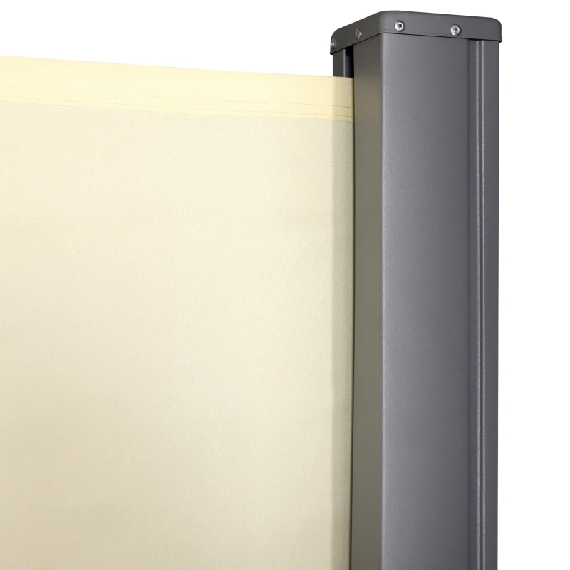 Outsunny 118" x 71" Outdoor Folding Privacy Screen Retractable Side Awning Patio with Resistance to UV Rays and Wind Cream White