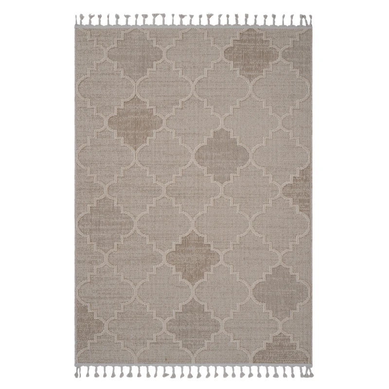 Naar 6x9 Indoor Outdoor Stain-Resistant Area Rug with Medium Pile Height, Kid and Pet-Friendly Carpet, 93" L x 79" W x 0.3" H, Cream