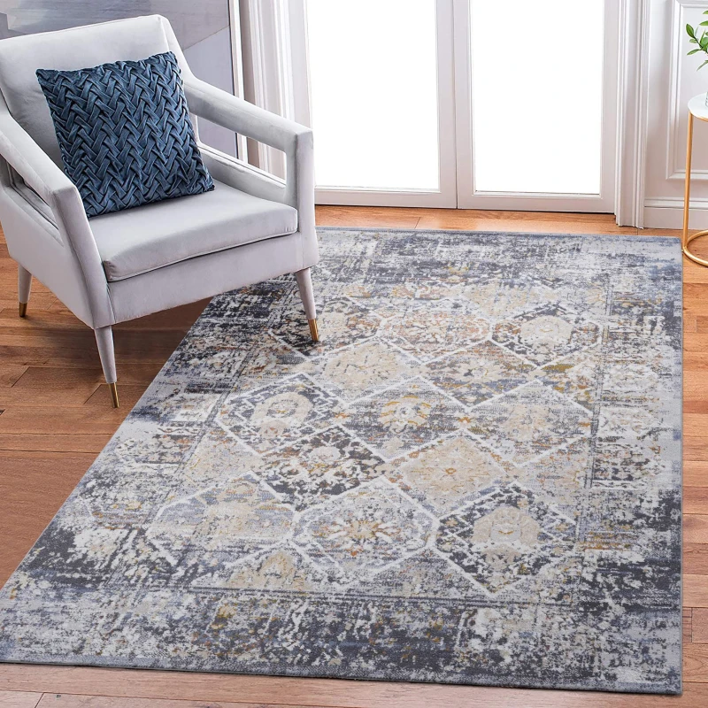 Naar 6x9 Stain-Resistant Area Rug with Non-Shedding Design and Cotton Backing, Kid and Pet-Friendly Carpet, 93" L x 79" W x 0.3" H, Multicolor