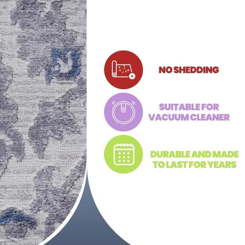 Naar 2x8 Stain-Resistant Rug with Cotton Backing, Non-Shedding Design, Kid and Pet-Friendly Carpet, 96" L x 26" W x 0.35" H, Blu