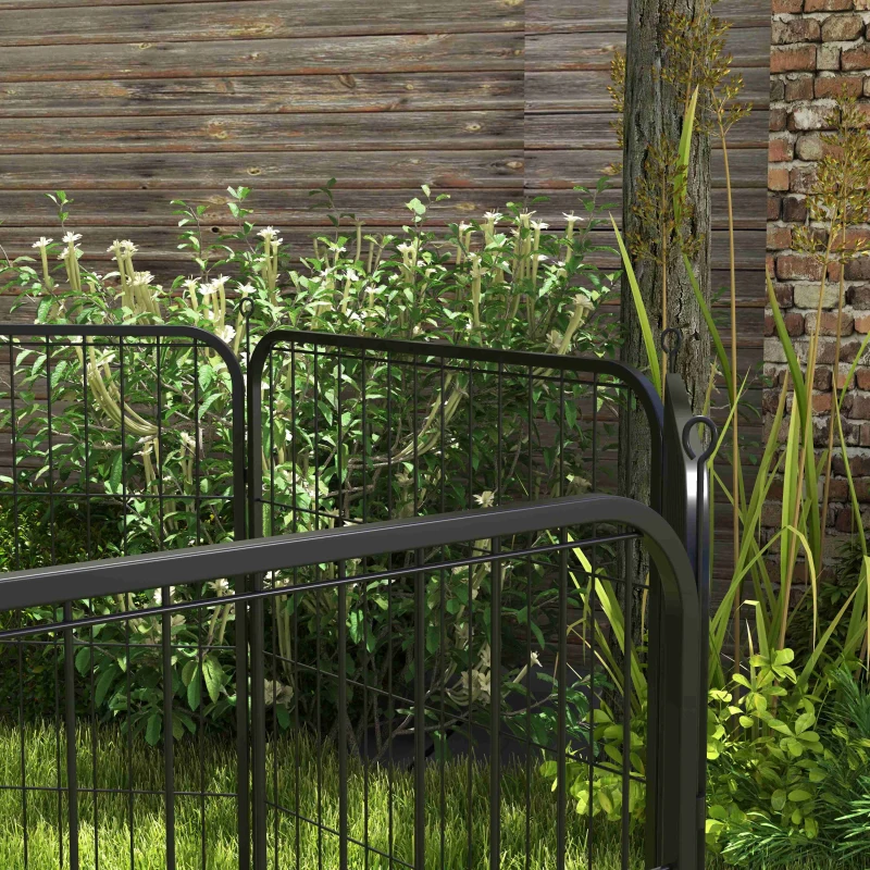 PawHut 8 Panel Pet Playpen Play Yard Fence Home DIY Heavy-Duty Metal Foldable Indoor Outdoor 31.5"H