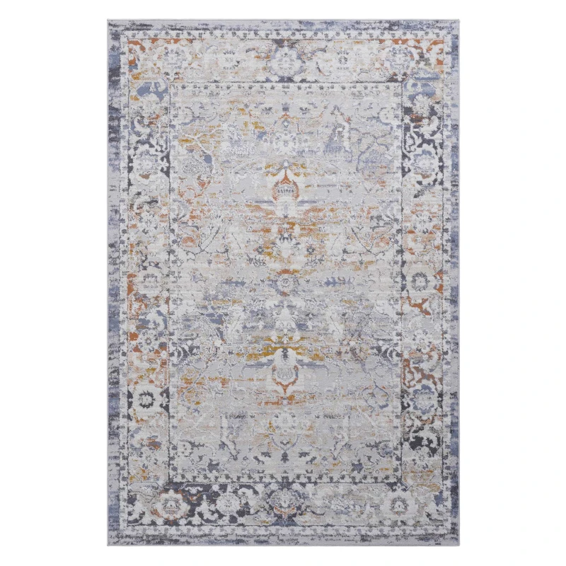Naar 2x3 Stain-Resistant Area Rug with Cotton Backing, Medium Pile Height, Kid and Pet-Friendly Carpet, 36" L x 24" W x 0.3" H, Ivory+Gray