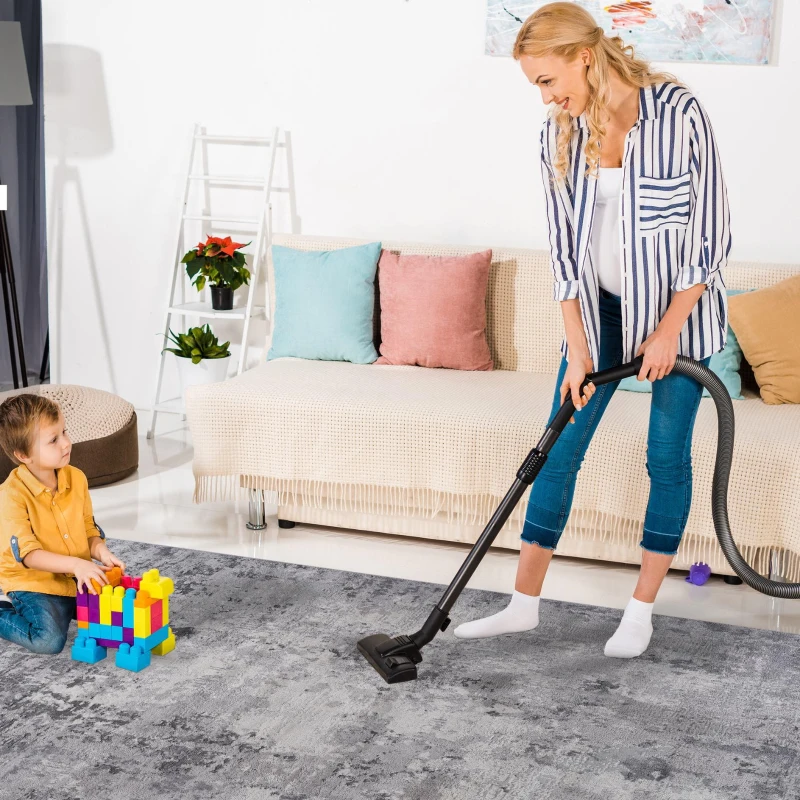 Naar 5x7 Stain-Resistant Rug with Non-Shedding Design and Cotton Backing, Stylish Kid and Pet-Friendly Carpet, 90" L x 63" W x 0.35" H, Gray