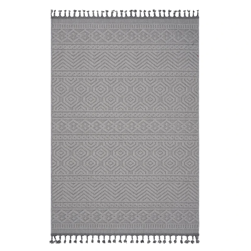 Naar 4x6 Geometric Indoor Outdoor Stain-Resistant Area Rug with Medium Pile Height, Kid and Pet-Friendly Carpet, 74" L x 48" W x 0.3" H, White