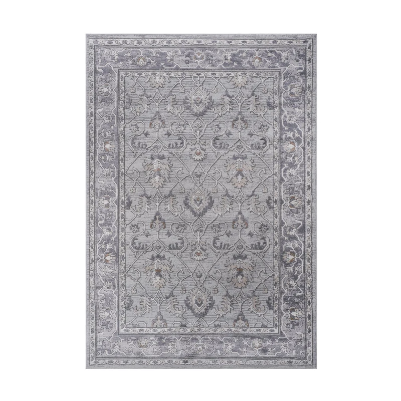 Naar 8x10 Stain-Resistant Area Rug with Cotton Backing, Medium Pile Height, Kid and Pet-Friendly Carpet, 120" L x 93" W x 0.35" H, Ivory+Gray