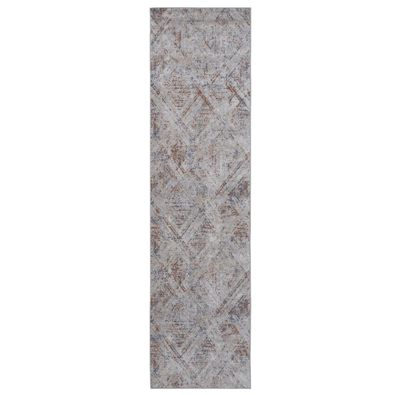 Naar 2x8 Geometric Stain-Resistant Area Rug with Non-Shedding Design and Cotton Backing, Kid and Pet-Friendly Carpet, 96" L x 26" W x 0.3" H, Beige