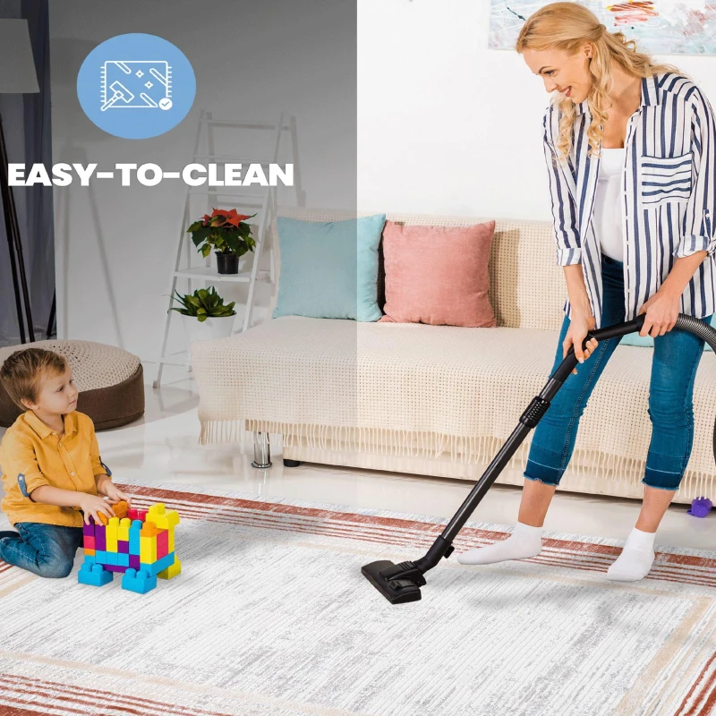 Naar 2x8 Stain-Resistant Area Rug with Cotton Backing, Medium Pile Height, Stylish Kid and Pet-Friendly Carpet, 96" L x 26" W x 0.35" H, Brown