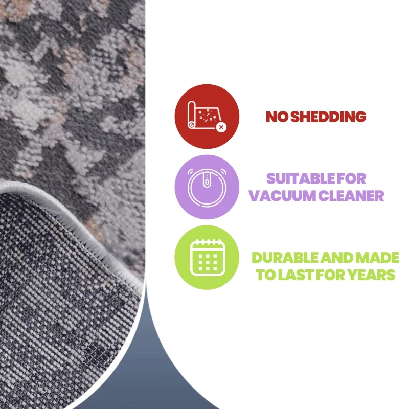 Naar 6x9 Abstract Stain-Resistant Area Rug with Cotton Backing, Medium Pile Height, Kid and Pet-Friendly Carpet, 93" L x 79" W x 0.35" H, Gray
