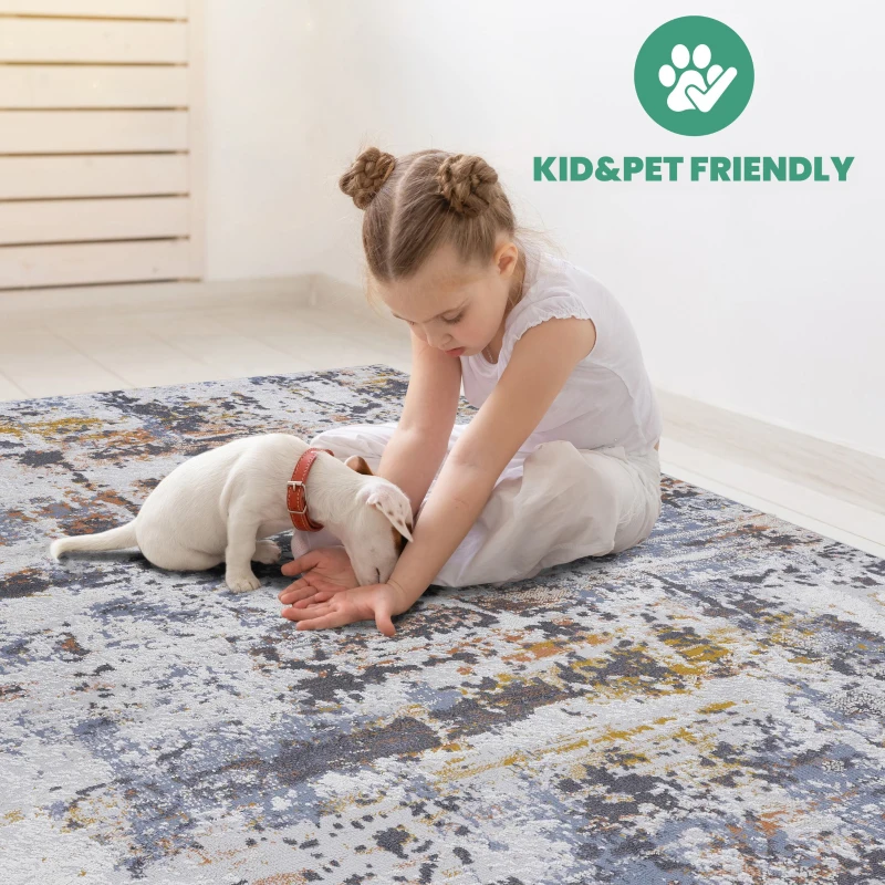 Naar 2x3 Abstract Stain-Resistant Area Rug with Cotton Backing, Medium Pile Height, Kid and Pet-Friendly Carpet, 36" L x 24" W x 0.3" H, Ivory+Navy