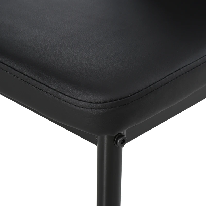 HOMCOM 5-Piece Rectangular Glass Kitchen Table and Chairs with Metal Frame and Faux Leather Upholstery for Dining Room, Black