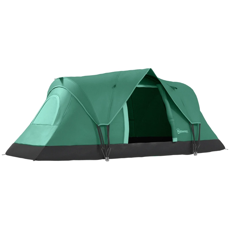 Outsunny 5-6 Person Family Tent, Outdoor Camping Tent with Lighting Hook, Carrying Bag for Camping, Hiking and Travelling, Green