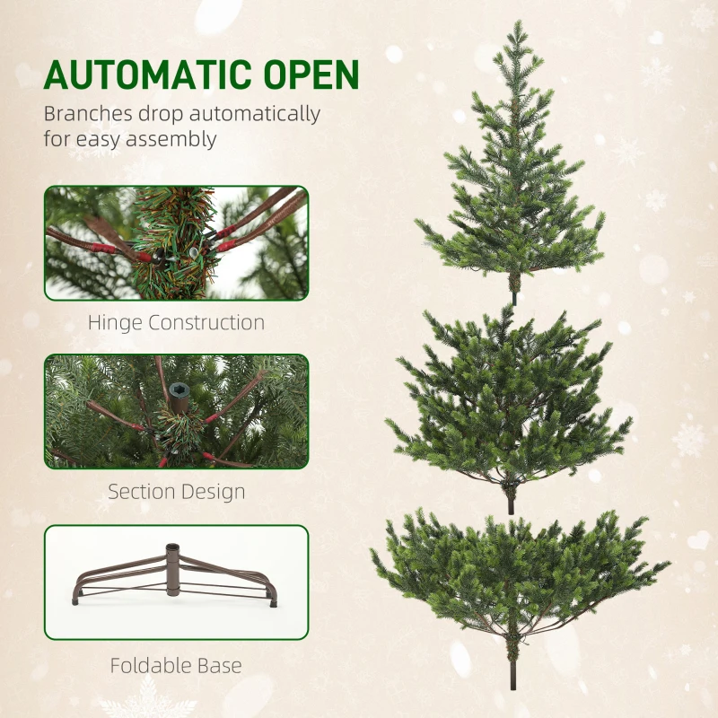 HOMCOM 6.5ft Artificial Prelit Sparse Cedar Christmas Tree with LED Lights and 1933 Tips, Steel Base for Home Office Holiday