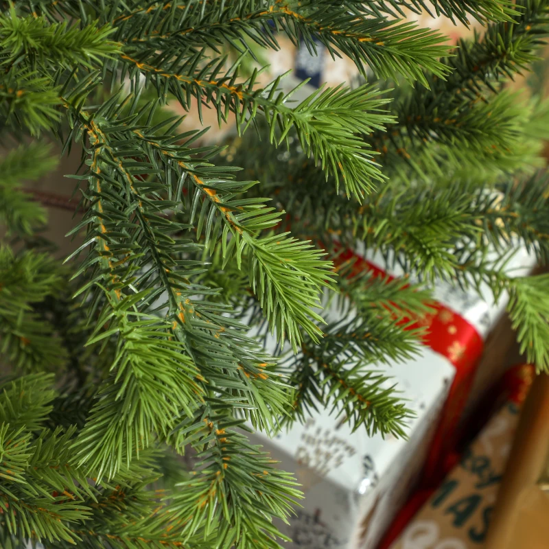 HOMCOM 6.5ft Artificial Prelit Sparse Cedar Christmas Tree with LED Lights and 1933 Tips, Steel Base for Home Office Holiday