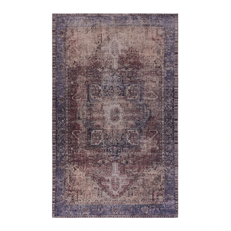 9x12 Washable Kid and Pet Friendly Area Rug, Low-Pile Non-Slip Non-Shedding Rug Blanket, for Living Room, Bedroom, Dining Room, Burgundy