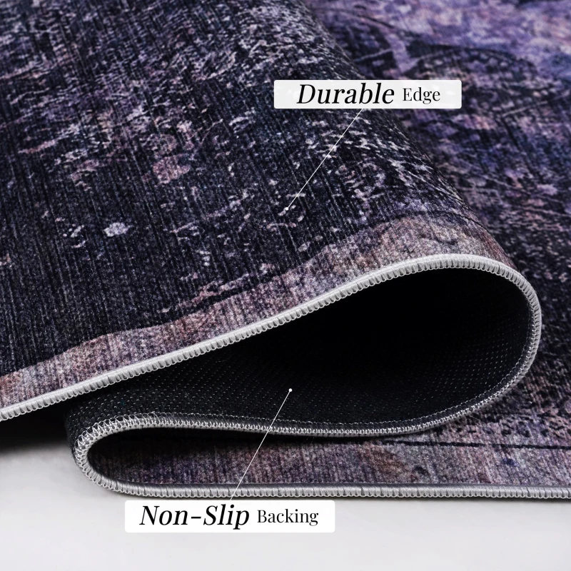 8x10 Washable Kid and Pet Friendly Area Rug, Low-Pile Non-Slip Non-Shedding Rug Blanket, for Living Room, Bedroom, Kitchen, Anthracite