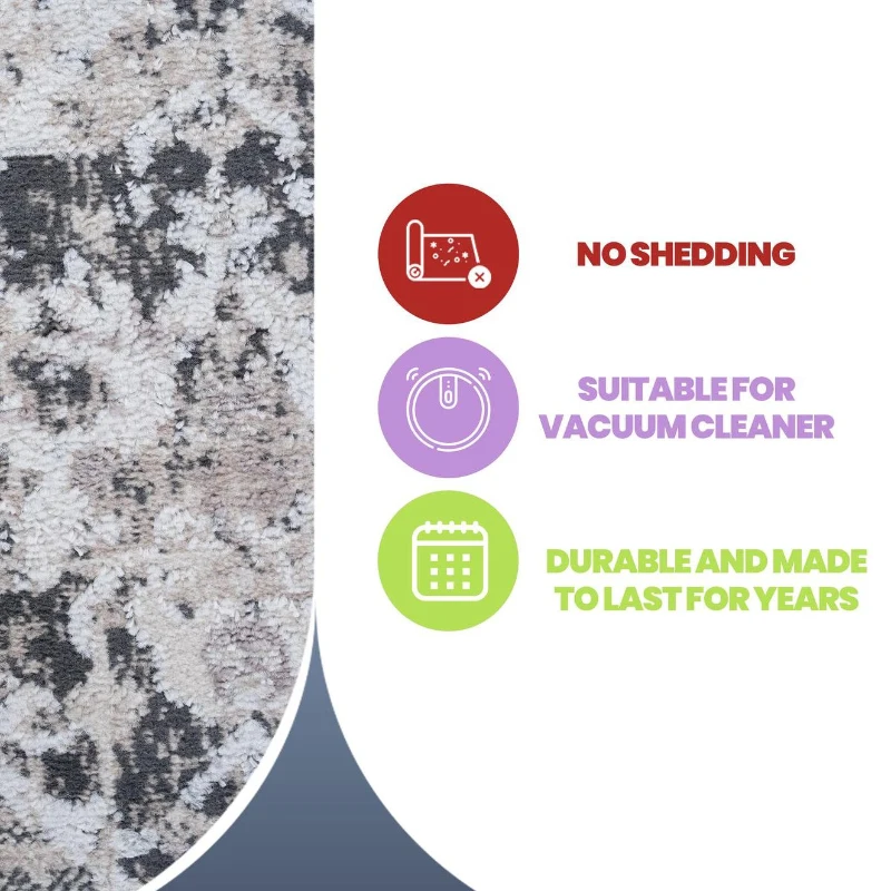 8x10 Stain Resistant Medallion Area Rug with Cotton Backing, Medium Pile Height, Kid and Pet-Friendly Carpet, 120" L x 93" W x 0.3" H, Cream