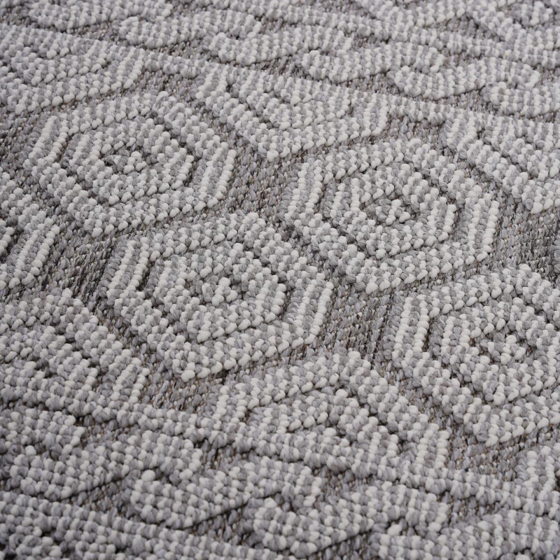 8x10 Stain Resistant Geometric Indoor Outdoor Area Rug, Kid and Pet-Friendly Non-Shedding Carpet, 120" L x 93" W x 0.3" H, Gray+White