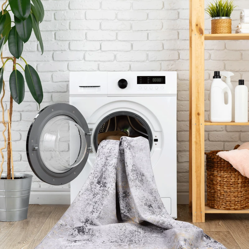 6x9 Non-Slip Machine Washable Area Rug with Low-Pile, Non-Shedding Kid and Pet Friendly Carpet, 72" L x 108" W x 0.15" H, Gray