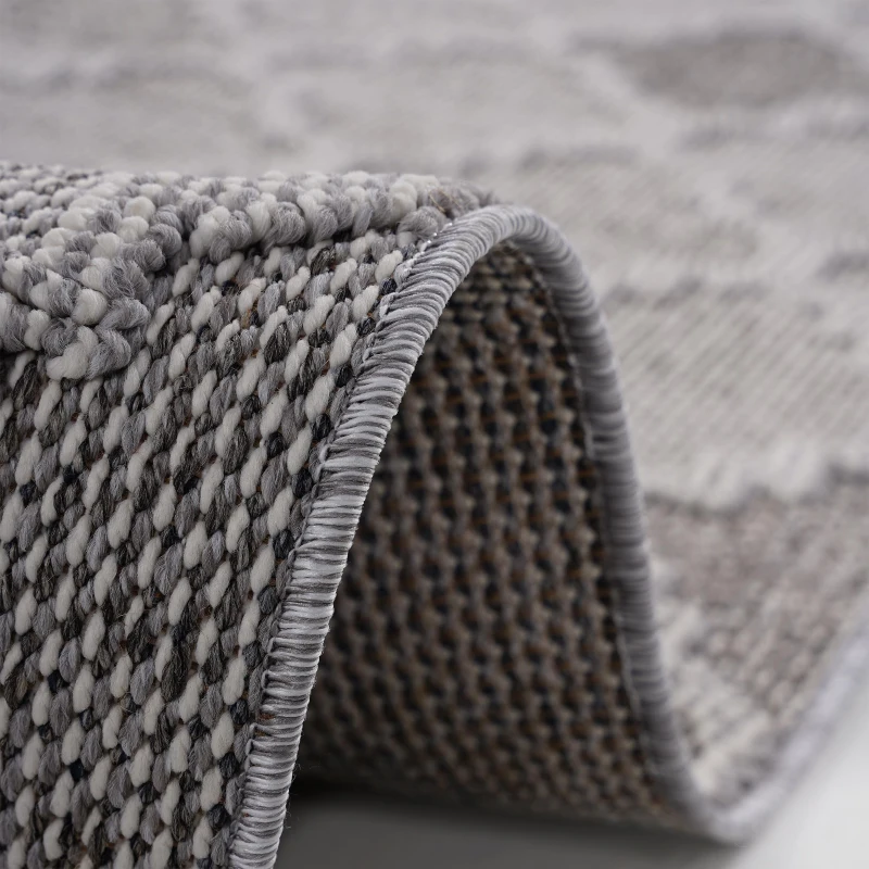 8x10 Stain-Resistant Area Rug with Easy Maintenance, Medium Pile Height, Kid and Pet-Friendly Carpet, 120" L x 93" W x 0.3" H, White+Gray