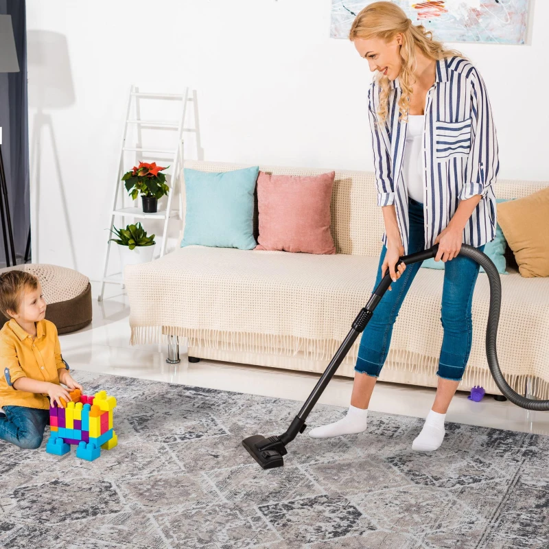5x7 Stain Resistant Medallion Area Rug with Cotton Backing, Medium Pile Height, Kid and Pet-Friendly Carpet, 90" L x 63" W x 0.3" H, Cream