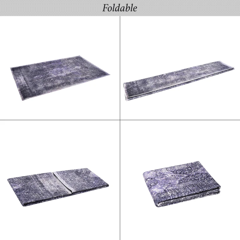 3x5 Washable Low-Pile Non-Slip Non-Shedding Area Rug, Kid and Pet Friendly, Foldable for Living Room, Bedroom, Dining Room, Anthracite