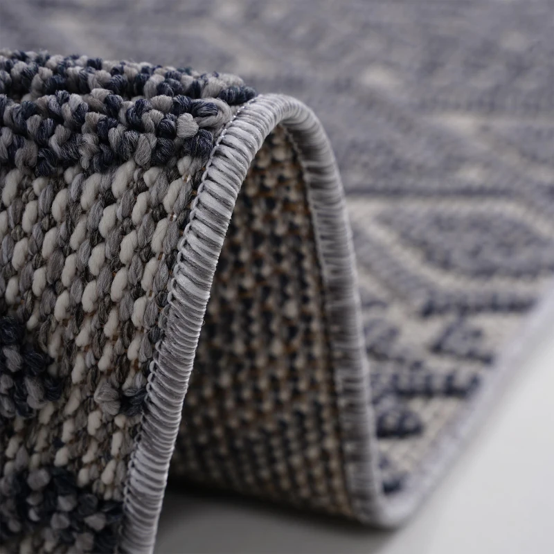 5x7 Traditional Indoor Outdoor Stain Resistant Area Rug with Easy Maintenance, Kid and Pet-Friendly Carpet, 90" L x 63" W x 0.3" H, White+Gray