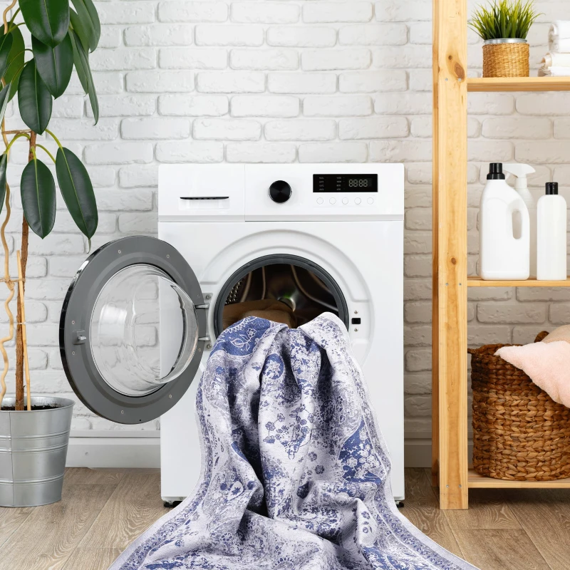 2x3 Low-Pile Non-Slip Non-Shedding Machine Washable Area Rug, Kid and Pet Friendly, Foldable Doormat for Bedroom, Bathroom, Blue