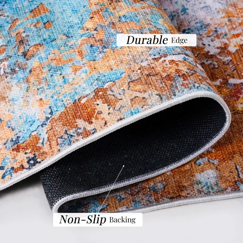 8x10 Machine Washable Non-Shedding Area Rug with Low-Pile, Carpet for Living Room, Dining Room, 96" L x 120" W x 0.15" H, Multicolor