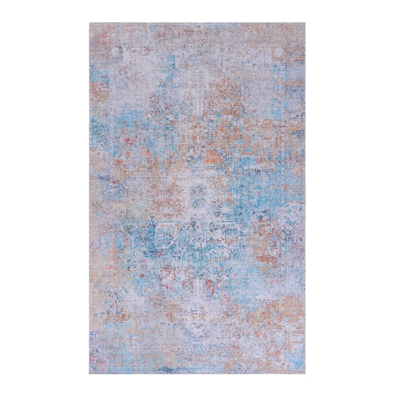 8x10 Washable Kid and Pet Friendly Area Rug, Low-Pile Non-Slip Non-Shedding Rug Blanket, for Living Room, Kitchen, Dining Room, Multicolor