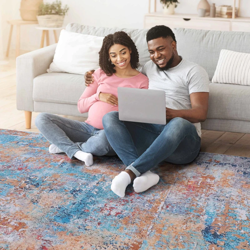 3x5 Machine Washable Non-Shedding Area Rug with Low-Pile, Carpet for Living Room, Dining Room, 36" L x 60" W x 0.15" H, Multicolor